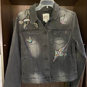 Vintage America Dark Embellished Denim Jacket